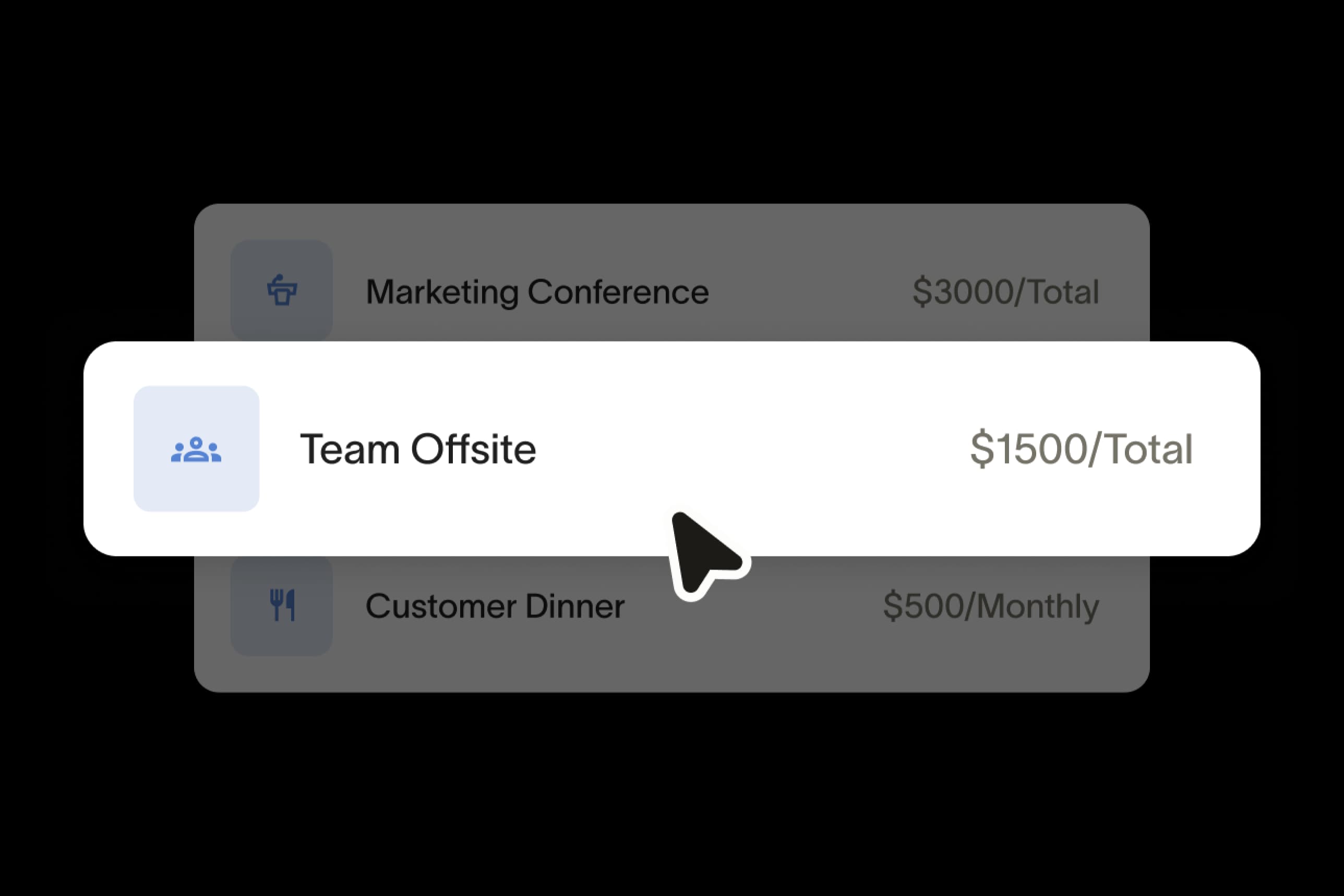 Expense management text team offsite